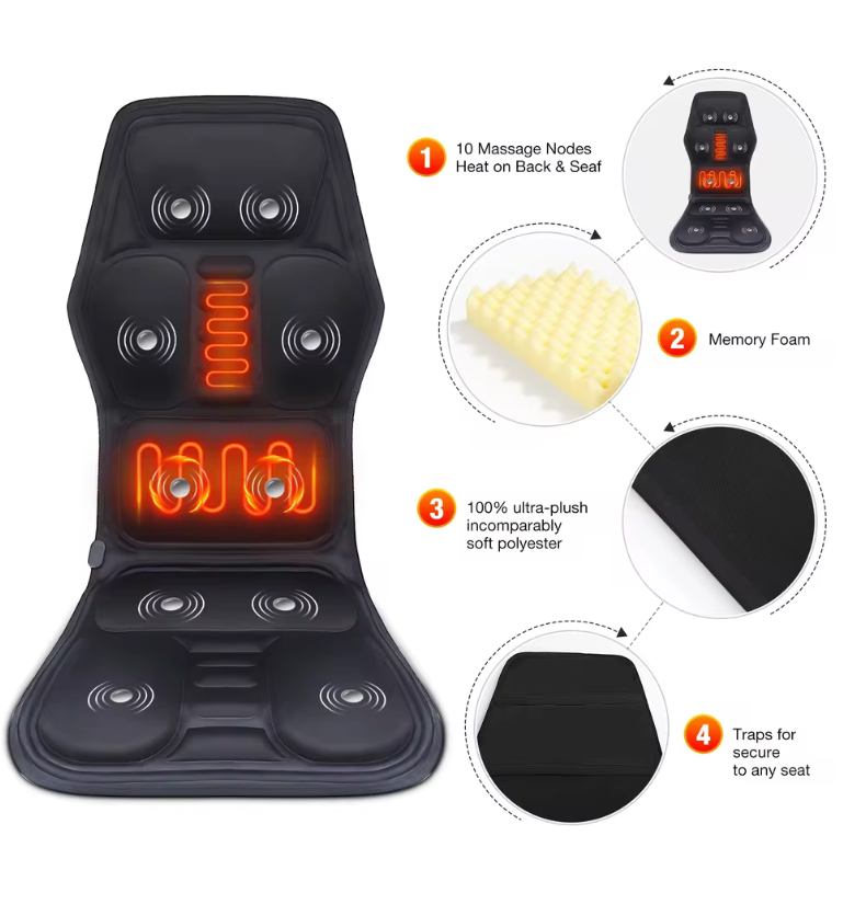 Electric Back Massager Infrared Full-Body Massage Chair Cushion.