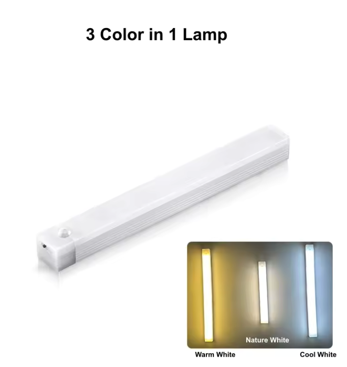 USB Rechargeable Motion Sensor Wireless LED Night Light Long Strip Bar Lamp for Kitchen Cabinet Wardrobe Bedside Staircase Tube